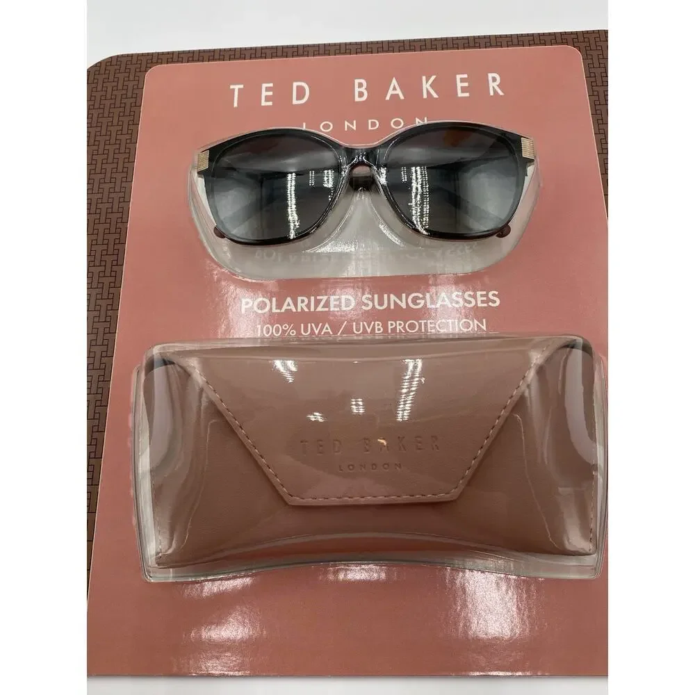 TED BAKER Womens Gold Brown Gradient Polarized Metal Aviator Sunglasses NIB